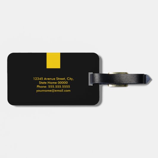 Custom Modern - Eenvoudige Gele Kleur Persoonlijk Bagagelabel (Achterkant horizontaal)
