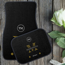 Custom Modern Elegant Black White Gold Monogrammed