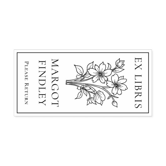 Custom Modern Elegant Bloemen Ex Libris Boekenplaa Zelfinktende Stempel (Design)