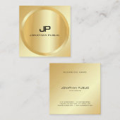 Custom Modern Elegant Faux Gold Monogram Sjabloon Vierkante Visitekaartje (Voorkant / Achterkant)