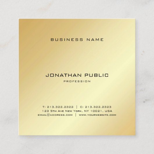 Custom Modern Elegant Faux Gold Monogram Sjabloon Vierkante Visitekaartje (Achterkant)