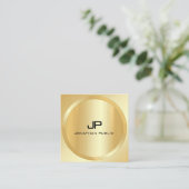 Custom Modern Elegant Faux Gold Monogram Sjabloon Vierkante Visitekaartje (Staand voorkant)
