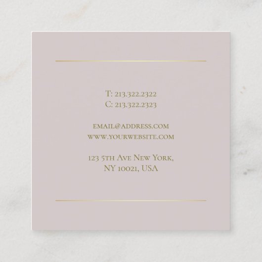 Custom Modern Elegant Faux Gold Text Sjabloon Vierkante Visitekaartje (Achterkant)