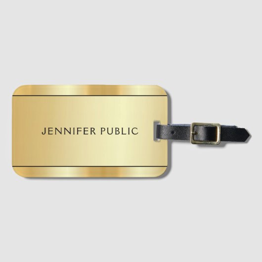 Custom Modern Elegant Gold Look Trendy Sjabloon Bagagelabel (Voorkant (horizontaal))