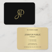 Custom Modern Elegant Gold Monogram Sjabloon Visitekaartje (Voorkant / Achterkant)