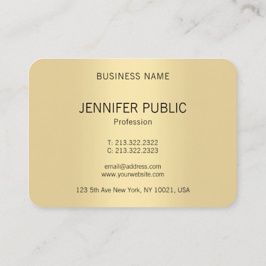 Custom Modern Elegant Gold Monogram Sjabloon Visitekaartje (Achterkant)