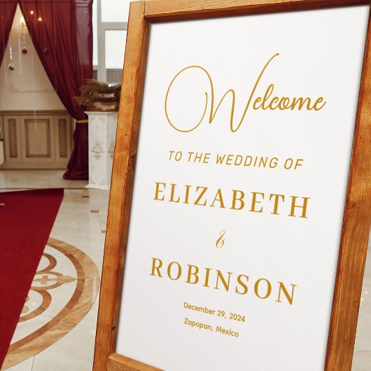 Custom Modern Elegant Goud Script Bruiloft Welkom Acryl Bord