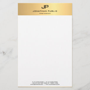 Custom Modern Elegant Goud Wit Sjabloon Trendy Briefpapier