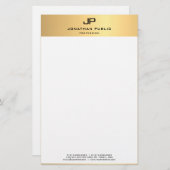 Custom Modern Elegant Goud Wit Sjabloon Trendy Briefpapier (Voorkant / Achterkant)