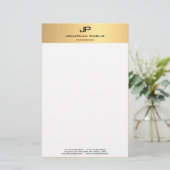 Custom Modern Elegant Goud Wit Sjabloon Trendy Briefpapier (Staand voorkant)