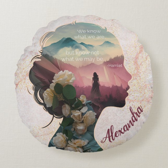 Custom Modern Elegant Keepsake Inspirerend Quote Rond Kussen (Voorkant)