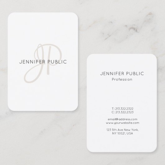 Custom Modern Elegant Monogram Design Sjabloon Visitekaartje (Voorkant / Achterkant)