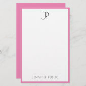 Custom Modern Elegant Monogram Eenvoudige Sjabloon Briefpapier (Voorkant / Achterkant)