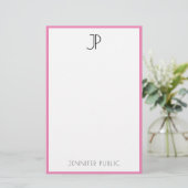 Custom Modern Elegant Monogram Eenvoudige Sjabloon Briefpapier (Staand voorkant)