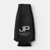 Custom Modern Elegant Monogram Zwart-wit Flesjeskoeler (Voorkant)