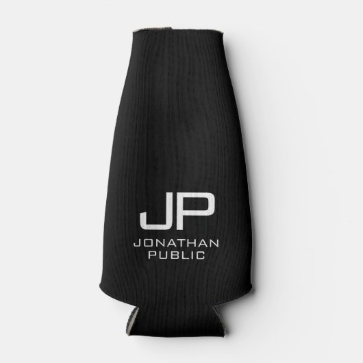 Custom Modern Elegant Monogram Zwart-wit Flesjeskoeler (Voorkant)