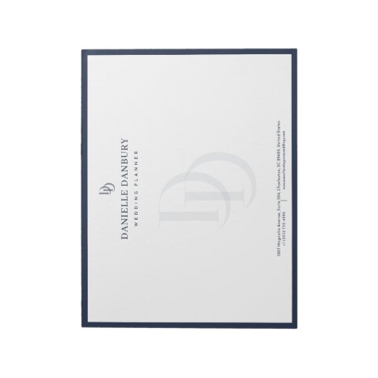 Custom Modern Elegant Navy Wedding Planner  Notitieblok (Linkerzijde)