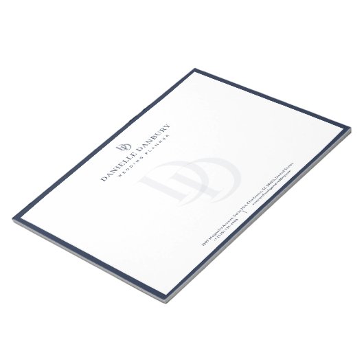 Custom Modern Elegant Navy Wedding Planner  Notitieblok (Schuin)