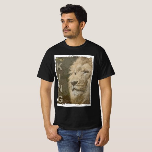 Custom Modern Elegant Pop Art Lion Gezicht Mannen  T-shirt (Voorkant volledig)