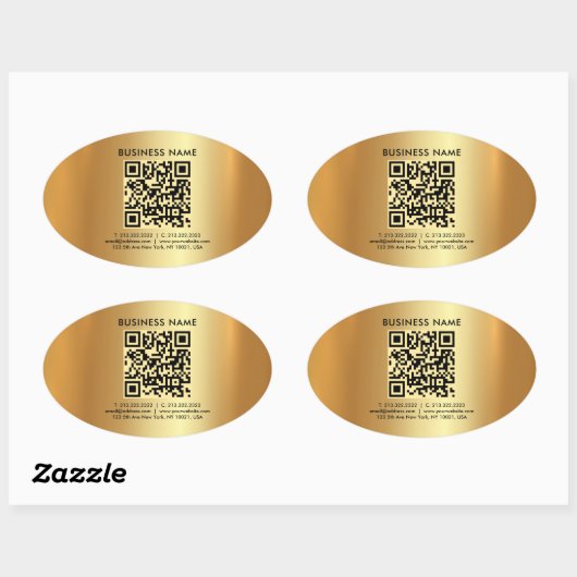 Custom Modern Elegant Professionele Sjabloon Goud Ovale Sticker (Vel)