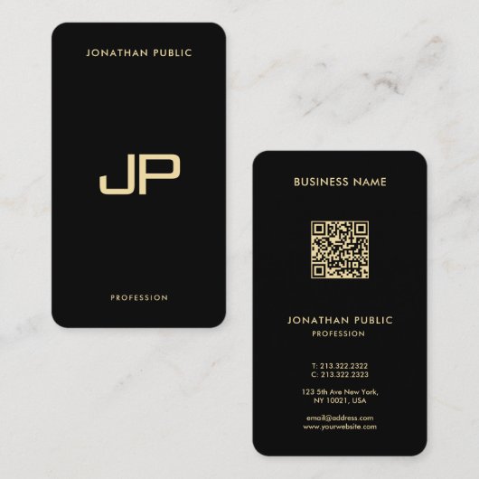 Custom Modern Elegant QR Code Sjabloon Luxe Visitekaartje (Voorkant / Achterkant)