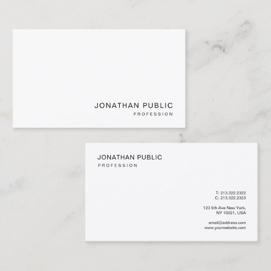 Custom Modern Elegant Simple Design Professional Visitekaartje (Voorkant / Achterkant)