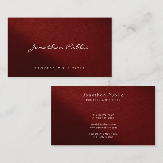 Custom Modern Elegant Simple Typography Script Visitekaartje (Voorkant / Achterkant)