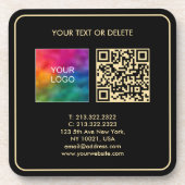 Custom Modern Elegant Sjabloon QR Code Zwart Goud Bier Onderzetter (Voorkant)