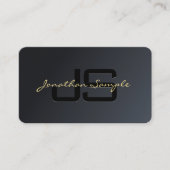 Custom Modern Elegant Sjabloon Zwart Goud Luxe Visitekaartje (Voorkant)
