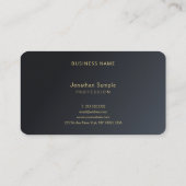 Custom Modern Elegant Sjabloon Zwart Goud Luxe Visitekaartje (Achterkant)