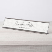 Custom Modern Elegant White Marble Calligraphy Bureau Naambordje (Voorkant)
