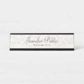 Custom Modern Elegant White Marble Hand Script Bureau Naambordje (Voorkant)