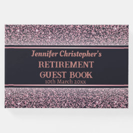 Custom Modern Elegant Zwart Roos Goud Pensioen Gastenboek