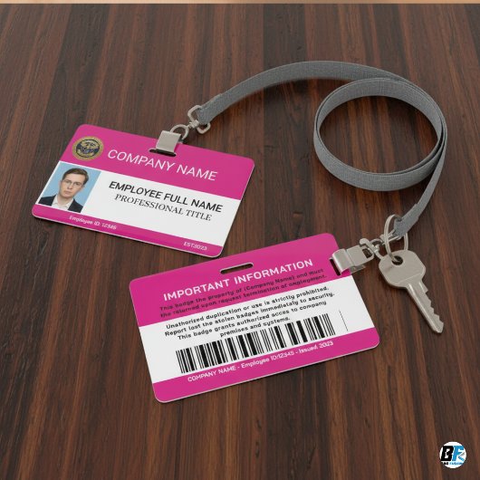Custom Modern Employee With Photo, Barcode, Logo Badge