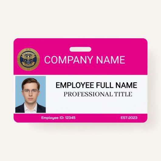 Custom Modern Employee With Photo, Barcode, Logo Badge (Voorkant)