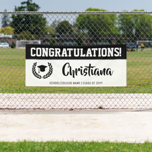 Custom Modern en Bold Afstudeerder Party Gefelicit Spandoek (Insitu)