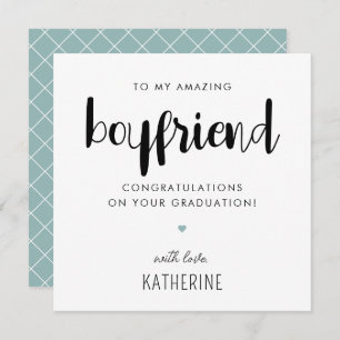 Custom Modern en Schattige Boyfriend Afstuderen Kaart