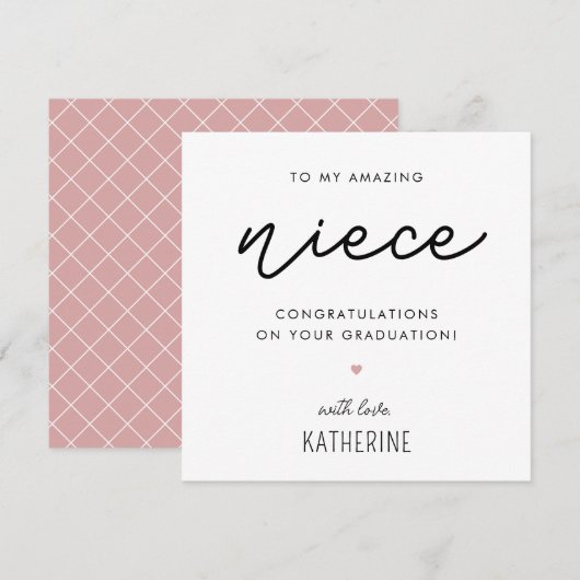 Custom Modern en Schattige Niece Afstuderen Kaart (Voorkant / Achterkant)