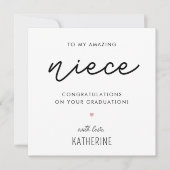 Custom Modern en Schattige Niece Afstuderen Kaart (Voorkant)