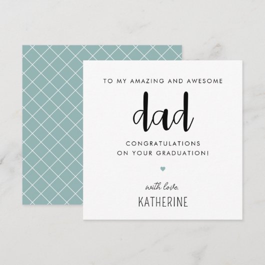 Custom Modern en Schattige Papa Afstuderen Kaart (Voorkant / Achterkant)