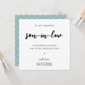 Custom Modern en Schattige Son in Law Afstuderen Kaart (Voorkant / Achterkant in situ)