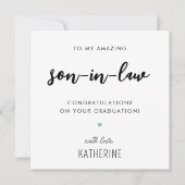 Custom Modern en Schattige Son in Law Afstuderen Kaart (Voorkant)