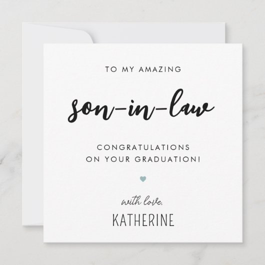 Custom Modern en Schattige Son in Law Afstuderen Kaart (Voorkant)