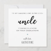 Custom Modern en Schattige Uncle Afstuderen Kaart (Voorkant)