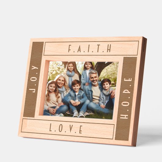 Custom Modern Faith Love Hoop en vreugde Typografi Gegraveerde Lijstjes