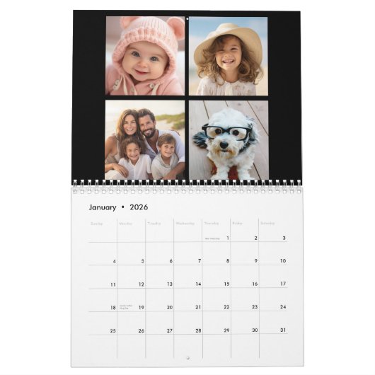Custom Modern Family 48 Fotocollage - zwart Kalender (Jan 2026)