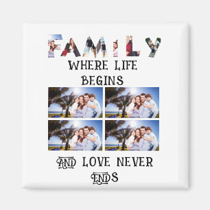 Custom Modern Family Love 10 Photo Collage Magneet