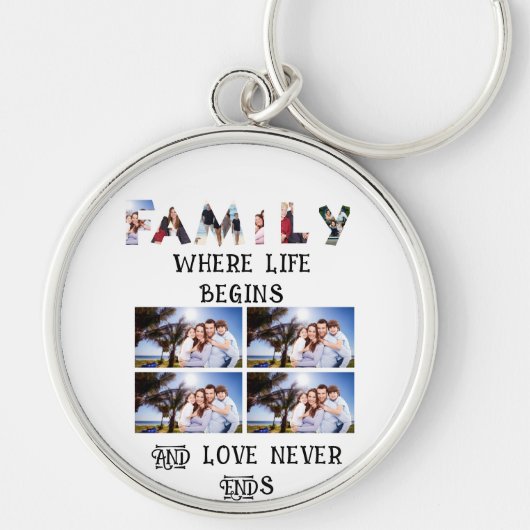 Custom Modern Family Love 10 Photo Collage Sleutelhanger (Voorkant)
