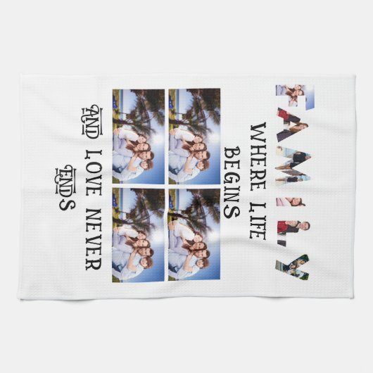 Custom Modern Family Love 10 Photo Collage Theedoek (Horizontaal)