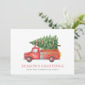 Custom Modern Firefighter Christmas Fire Truck  Feestdagenkaart (Staand voorkant)